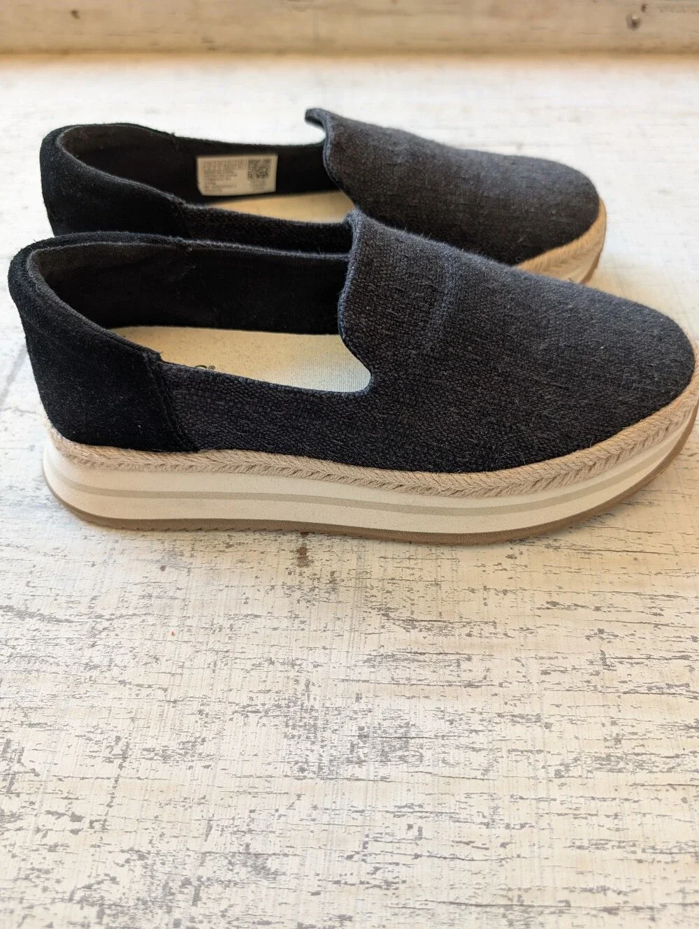 Toms Black Canvas Slip-On Espadrilles